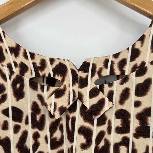 CAbi Brown and Tan Animal Print Sleeveless Blouse - Picture 4 of 6